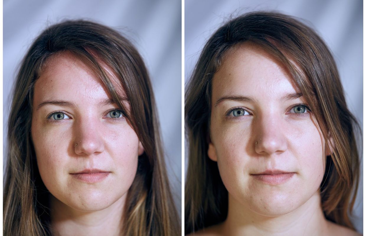 Fille nue habillée avant après photos