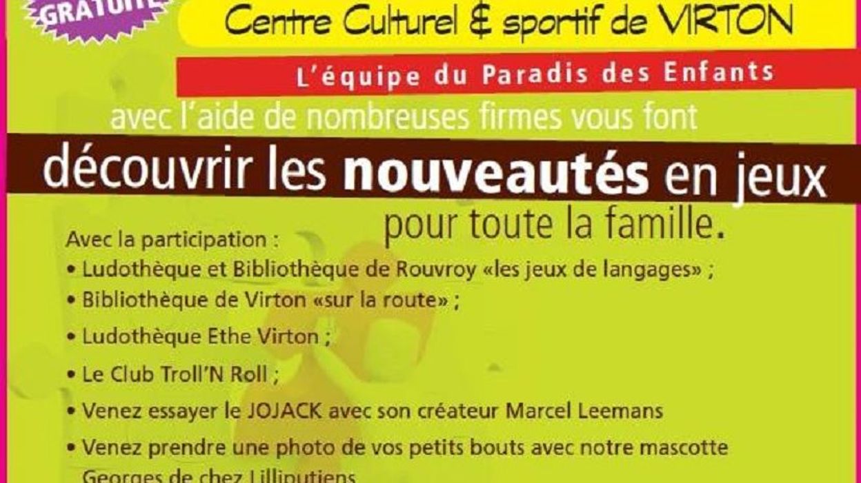 Salon Du Jeu Et De Lenfant Ce Dimanche à Virton