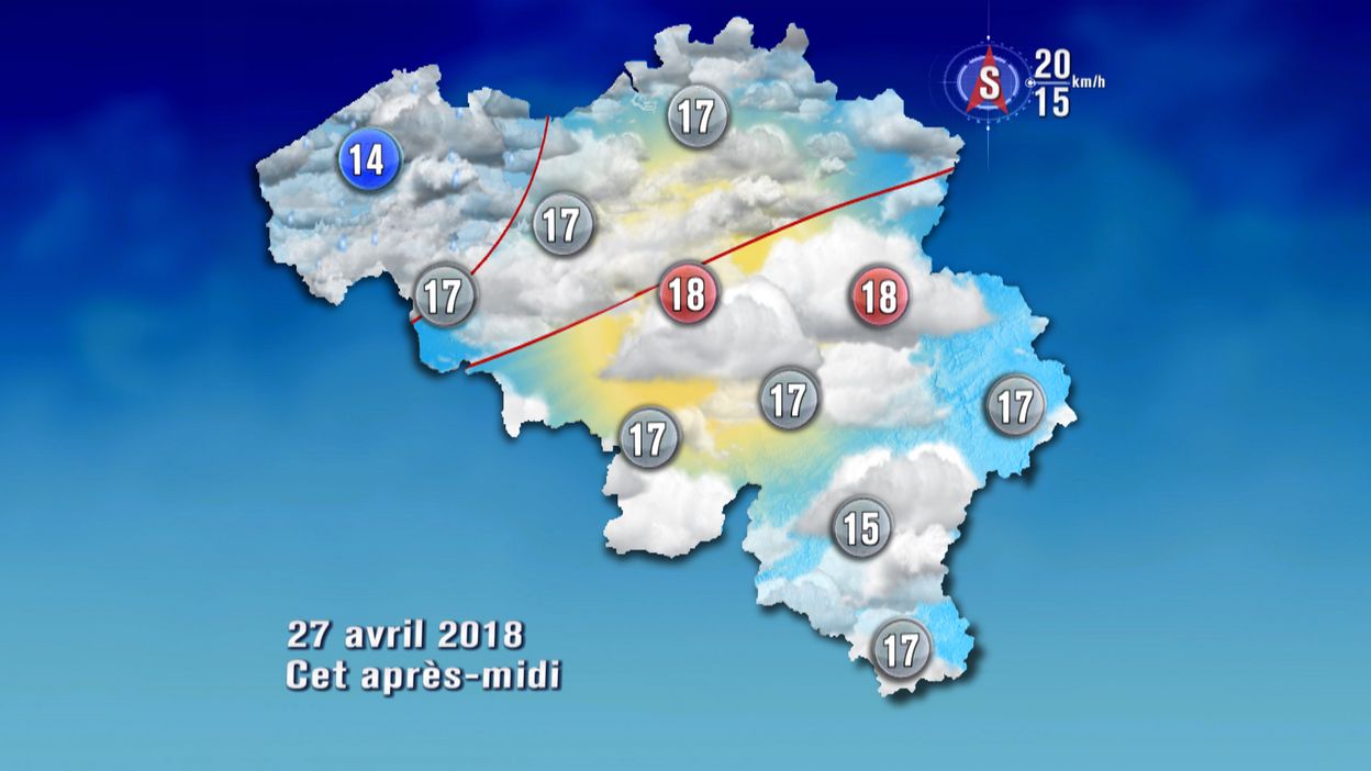 Météo du soleil au Sud du Sillon Sambre et Meuse et un risque d'averse