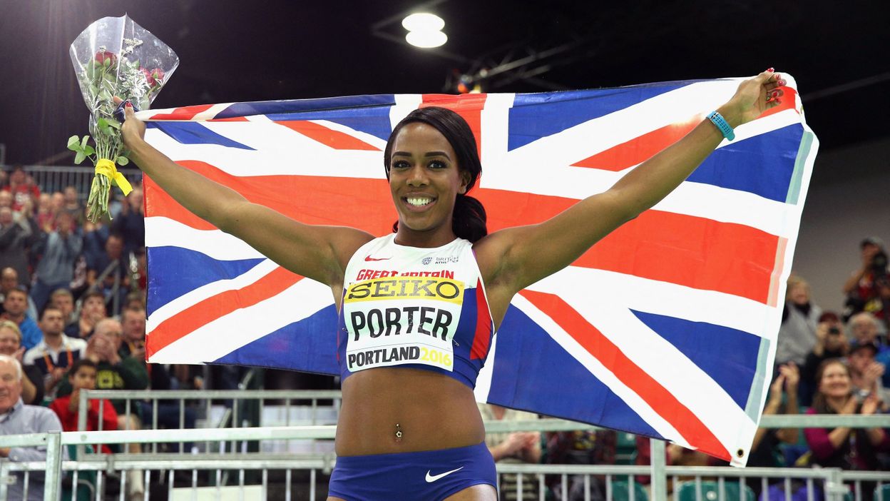 Running with a mask?  Not a problem for Briton Tiffany Porter, brilliant over 60 meters hurdles in New York