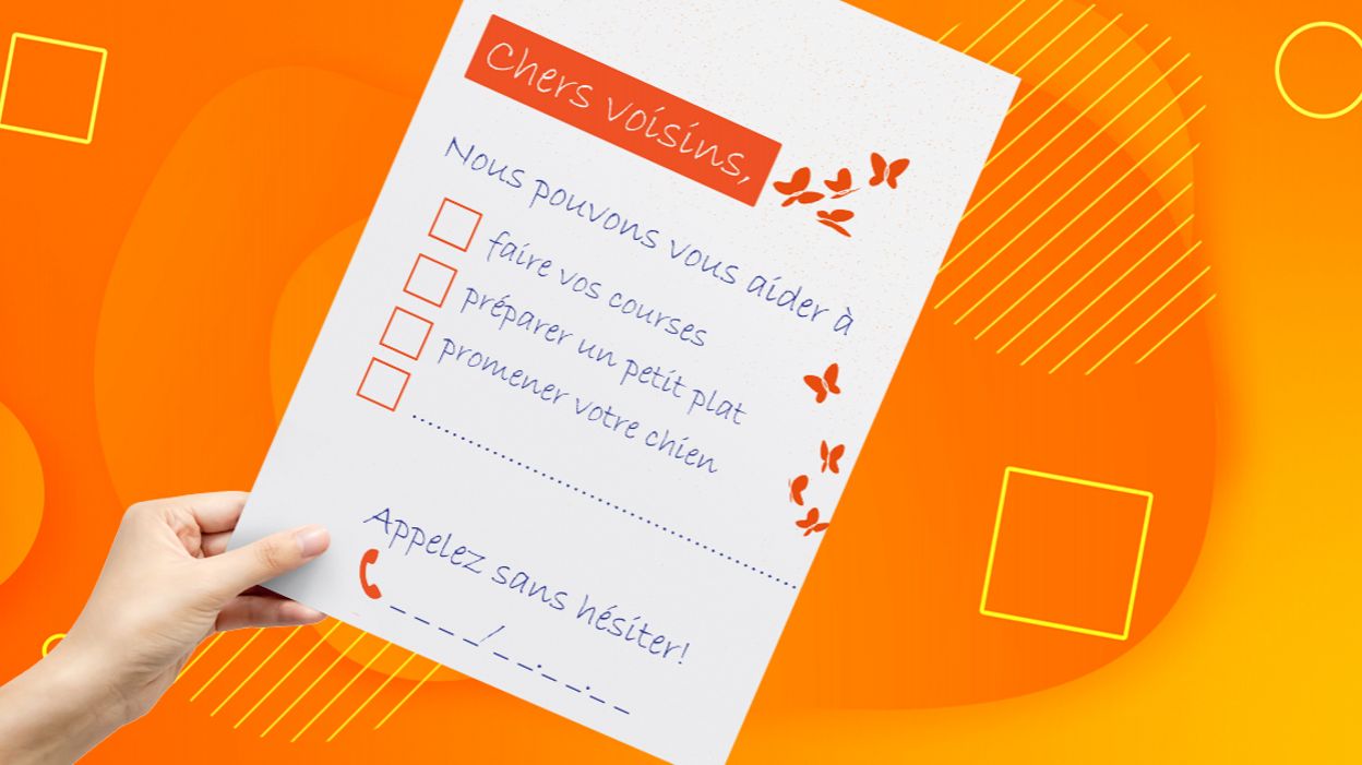 "Chers voisins": faisons régner la solidarité durant le confinement face au coronavirus!