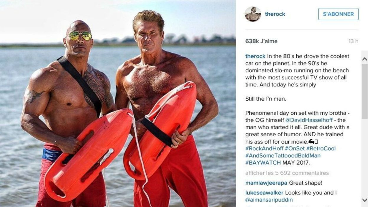 Dwayne Johnson Et David Hasselhoff Prennent La Pose Pour Le Film