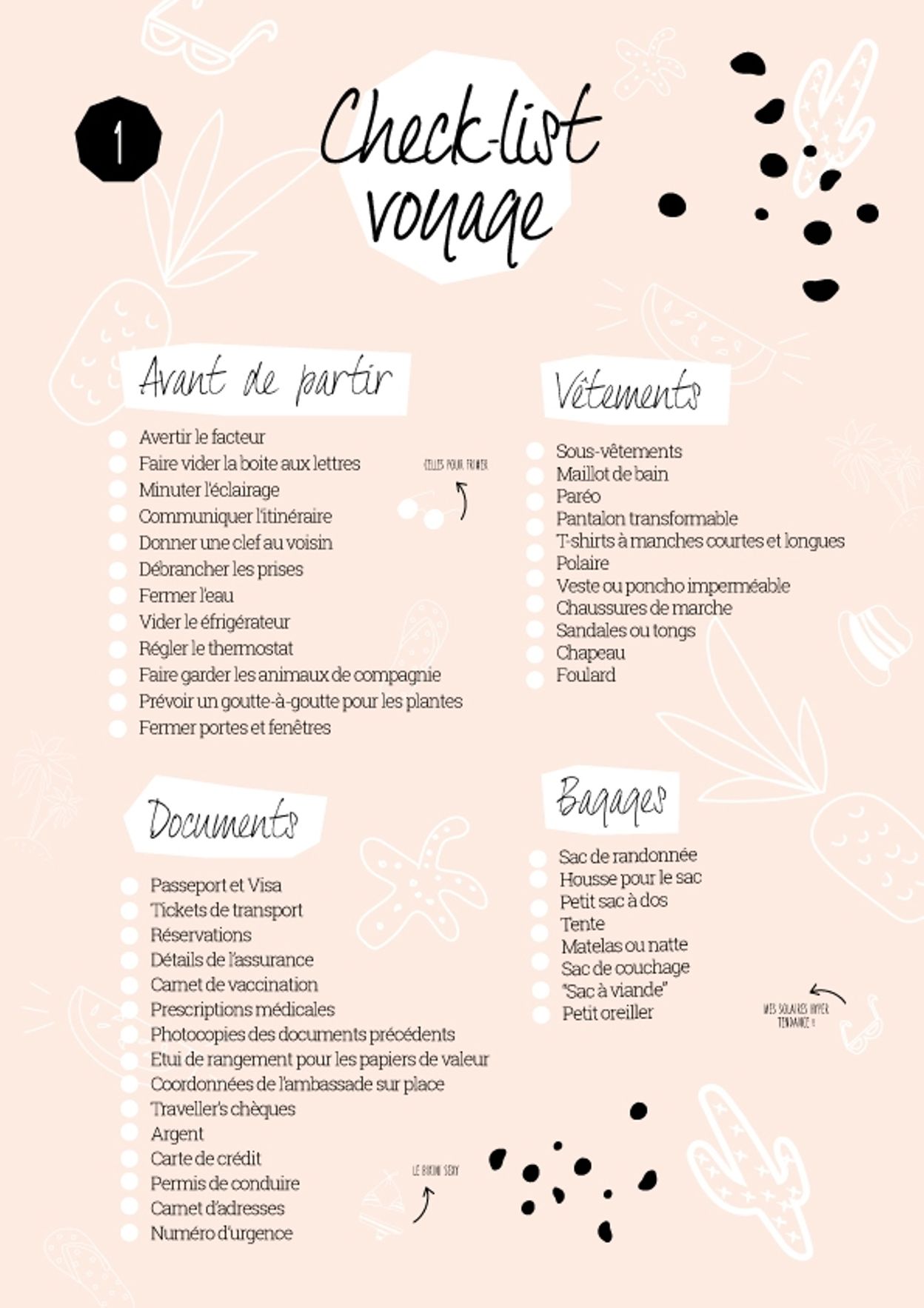 liste d'affaire pour voyage