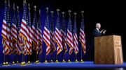 Joe Biden était presque seul dans cette salle du Delaware d'où il a prononcé son discours d'acceptation. Joe Biden était presque seul dans cette salle du Delaware d'où il a prononcé son discours d'acceptation.
