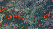 Chaque point rouge sur la carte de la faculté Gembloux Agro-Bio Tech indique un arbre touché par les scolytes, ici dans la région de Bièvre Chaque point rouge sur la carte de la faculté Gembloux Agro-Bio Tech indique un arbre touché par les scolytes, ici dans la région de Bièvre