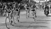 Eddy Merckx et l'équipe Faema à l'arrivée du CLM par équipes à Woluwe-Saint-Pierre en 1969 Eddy Merckx et l'équipe Faema à l'arrivée du CLM par équipes à Woluwe-Saint-Pierre en 1969
