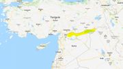 La zone de sécurité projetée par la Turquie (en jaune) La zone de sécurité projetée par la Turquie (en jaune)