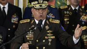 Le général Vladimir Padrino Lopez, le ministre de la défense vénézuélien, donne une conférence de presse le 24 janvier 2019 à Caracas Le général Vladimir Padrino Lopez, le ministre de la défense vénézuélien, donne une conférence de presse le 24 janvier 2019 à Caracas