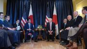 Le président Donald Trump et le Premier ministre japonais Shinzo Abe lors d'une rencontre ce 26 mai à Taormina Le président Donald Trump et le Premier ministre japonais Shinzo Abe lors d'une rencontre ce 26 mai à Taormina