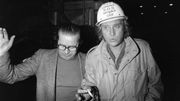 Johnny Hallyday visite les installations d'Usinor, usine sidérurgique, le 07 mars 1979 à Longwy. C'était alors la crise dans l'industrie lourde lorraine. Johnny Hallyday visite les installations d'Usinor, usine sidérurgique, le 07 mars 1979 à Longwy. C'était alors la crise dans l'industrie lourde lorraine.