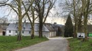 Une allée de platanes menant à une ferme-château, une des caractéristiques du village Une allée de platanes menant à une ferme-château, une des caractéristiques du village
