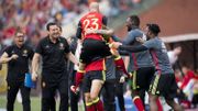 La joie du banc après le but de Ciman La joie du banc après le but de Ciman