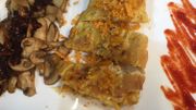 Défi de Carlo : Omelette aux chips paprika, champignons, sauce cacahuètes-wasabi et pâte à tartiner aux noisettes Défi de Carlo : Omelette aux chips paprika, champignons, sauce cacahuètes-wasabi et pâte à tartiner aux noisettes
