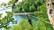 Les Tyroliennes du lac, uniques en Belgique, en aller-retour au-dessus du lac. - Les Tyroliennes du lac, uniques en Belgique, en aller-retour au-dessus du lac. -