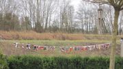 Annie accroche également ses guirlandes de déchets juste devant sa maison Annie accroche également ses guirlandes de déchets juste devant sa maison