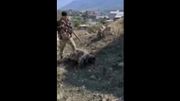 Un prisonnier arménien à terre, tenu en joue par un militaire azerbaïdjanais Un prisonnier arménien à terre, tenu en joue par un militaire azerbaïdjanais