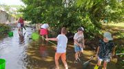 A l'aide d'épuisettes, de filets à papillons ou de petits seaux, même les enfants du village se sont mobilisés pour sauver un maximum de poissons. A l'aide d'épuisettes, de filets à papillons ou de petits seaux, même les enfants du village se sont mobilisés pour sauver un maximum de poissons.