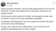 Le bourgmestre a réagi sur sa page Facebook Le bourgmestre a réagi sur sa page Facebook
