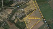 La demande de permis concerne le périmètre indiqué en jaune, une zone de 47 hectares en bordure de la N4. La demande de permis concerne le périmètre indiqué en jaune, une zone de 47 hectares en bordure de la N4.