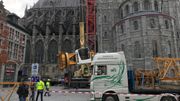 L'immense grue du chantier de la cathédrale de Tournai a (presque) disparu du paysage L'immense grue du chantier de la cathédrale de Tournai a (presque) disparu du paysage