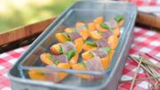 Recette : Bouchées d'abricots au jambon cru et basilic Recette : Bouchées d'abricots au jambon cru et basilic