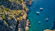 Aerial view of Sa Calobra beach in Mallorca Aerial view of Sa Calobra beach in Mallorca