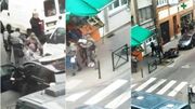 Photos du 18 mars 2015 : on y voit Salah Abdeslam, portant un keffieh rouge et blanc, maîtrisé par les forces de l'ordre. Photos du 18 mars 2015 : on y voit Salah Abdeslam, portant un keffieh rouge et blanc, maîtrisé par les forces de l'ordre.