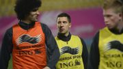 Marouane Fellaini avec Eden Hazard et Kevin De Bruyne Marouane Fellaini avec Eden Hazard et Kevin De Bruyne