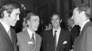 Eddy Merckx, Herman Vanspringel et Roger De Vlaeminck avec le Roi Baudouin Eddy Merckx, Herman Vanspringel et Roger De Vlaeminck avec le Roi Baudouin