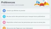 Le menu des préférences du fil d'actualité. Le menu des préférences du fil d'actualité.