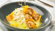 Recette : risotto de Noël aux noix de Saint-Jacques et suprêmes de clémentines Recette : risotto de Noël aux noix de Saint-Jacques et suprêmes de clémentines