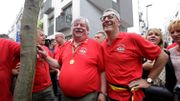 Freddy Thielemans et Yvan Mayeur, lors d'une précédente plantation du Meyboom. Freddy Thielemans et Yvan Mayeur, lors d'une précédente plantation du Meyboom.