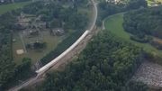 Une photo aérienne qui rend compte de l'ampleur du chantier et de la longueur du tunnel qu'Infrabel a construit Une photo aérienne qui rend compte de l'ampleur du chantier et de la longueur du tunnel qu'Infrabel a construit