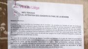 La ville de Liège a affiché une info travaux à l'attention des usagers du parc de la Boverie La ville de Liège a affiché une info travaux à l'attention des usagers du parc de la Boverie