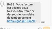 Le SMS frauduleux reçu par des clients Base, mais pas seulement. Le SMS frauduleux reçu par des clients Base, mais pas seulement.