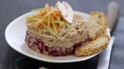 Tartare printannier de rillettes aux petits légumes croquants Tartare printannier de rillettes aux petits légumes croquants
