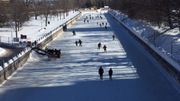 Une portion de la patinoire du Canal Rideau, un jour de semaine Une portion de la patinoire du Canal Rideau, un jour de semaine