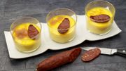 Recette: Crème brûlée safranée et chorizo tout juste grillé Recette: Crème brûlée safranée et chorizo tout juste grillé