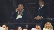 Le Premier ministre hongrois Viktor Orban à l'inauguration de la Puskas Arena de Budapest le 15 novembre 2019 avec le match de football amical entre la Hongrie et l'Uruguay Le Premier ministre hongrois Viktor Orban à l'inauguration de la Puskas Arena de Budapest le 15 novembre 2019 avec le match de football amical entre la Hongrie et l'Uruguay