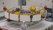 Salle d'assemblage du vaisseau spatial de la mission Mars 2020, au centre spatial de Pasadena, en Californie, le 27 décembre 2019. Salle d'assemblage du vaisseau spatial de la mission Mars 2020, au centre spatial de Pasadena, en Californie, le 27 décembre 2019.