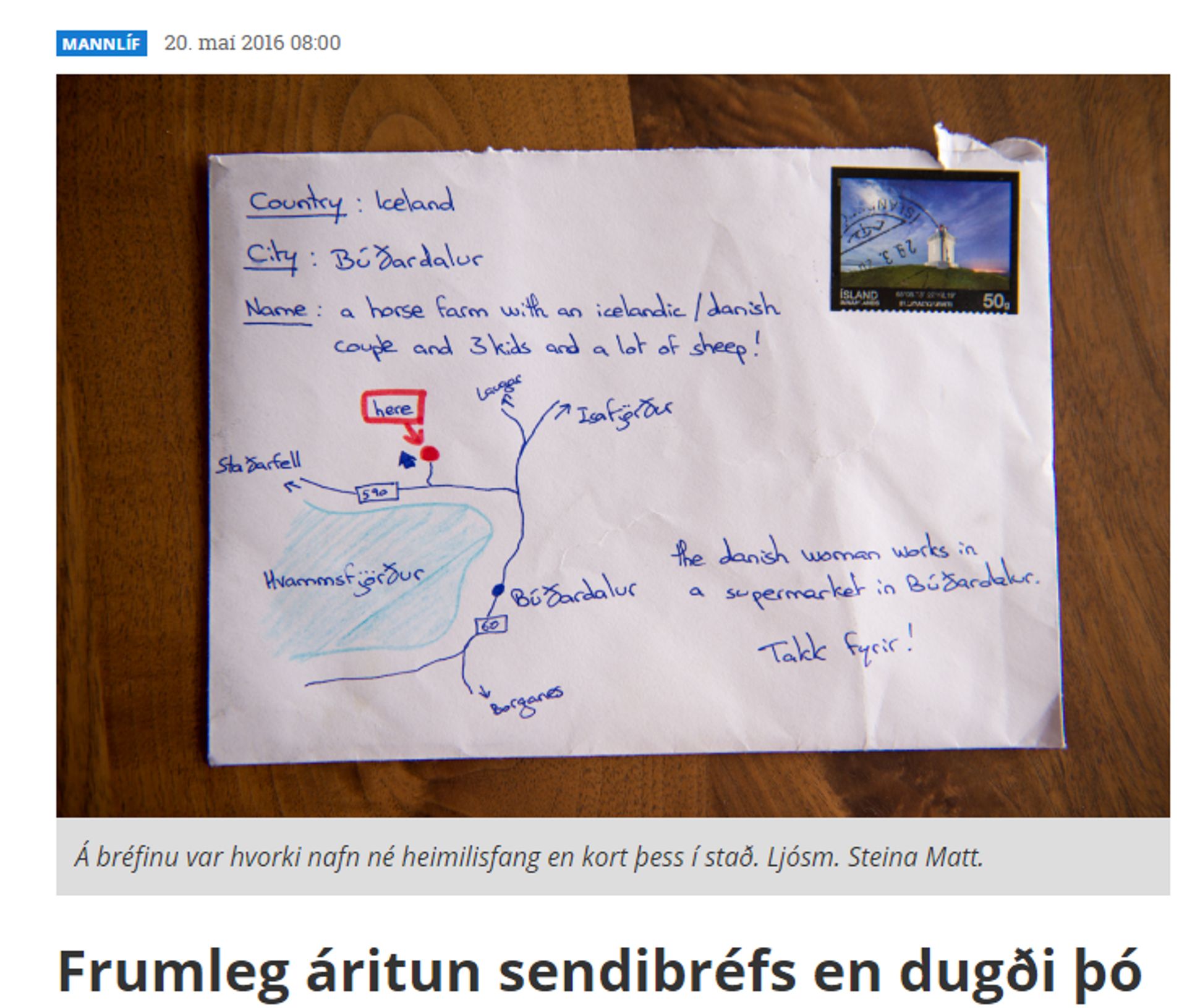 Islande Une Lettre Sans Nom Et Sans Adresse Arrive A Destination