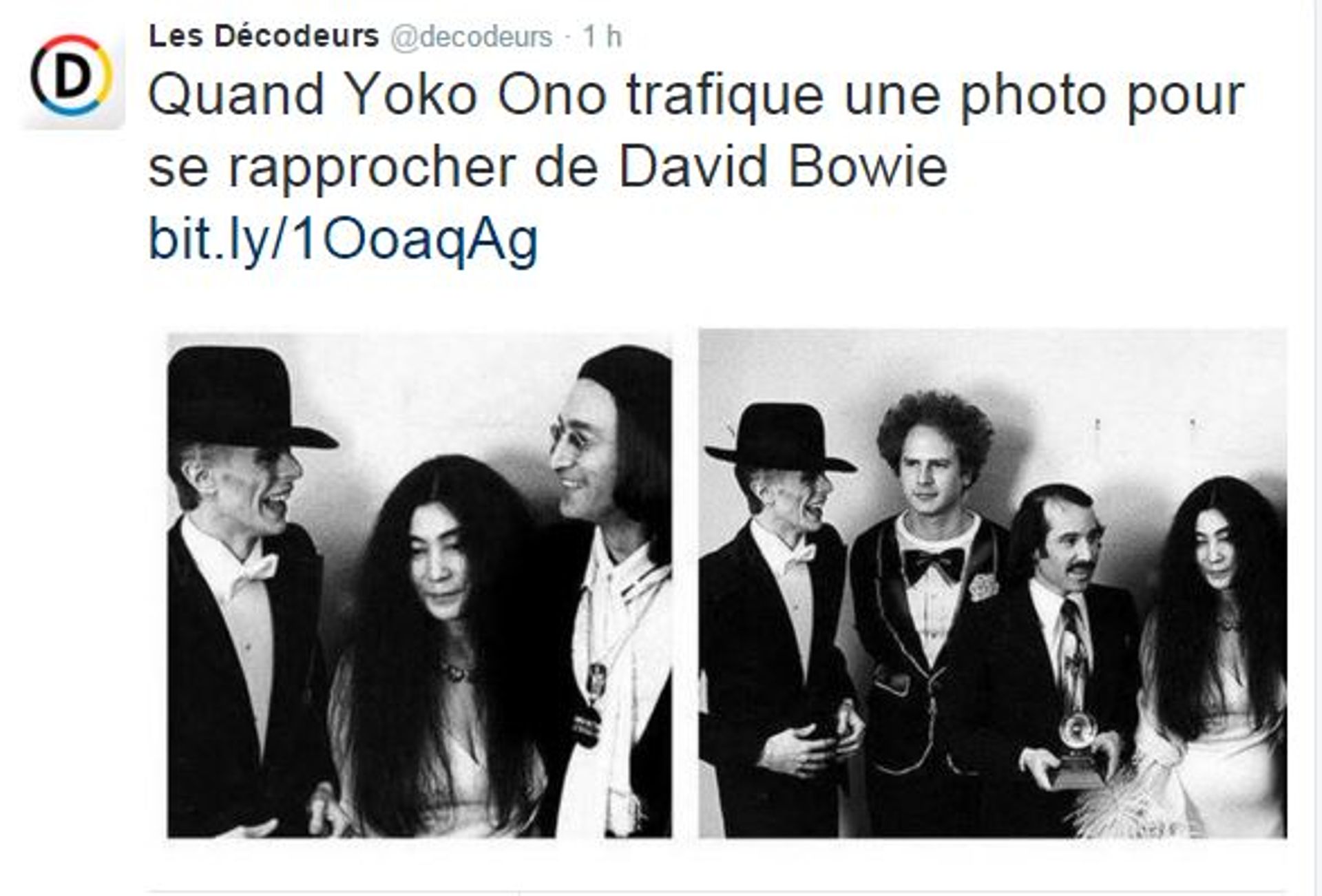 Trucage: pour rendre hommage à Bowie, Yoko Ono supprime Simon et Garfunkel