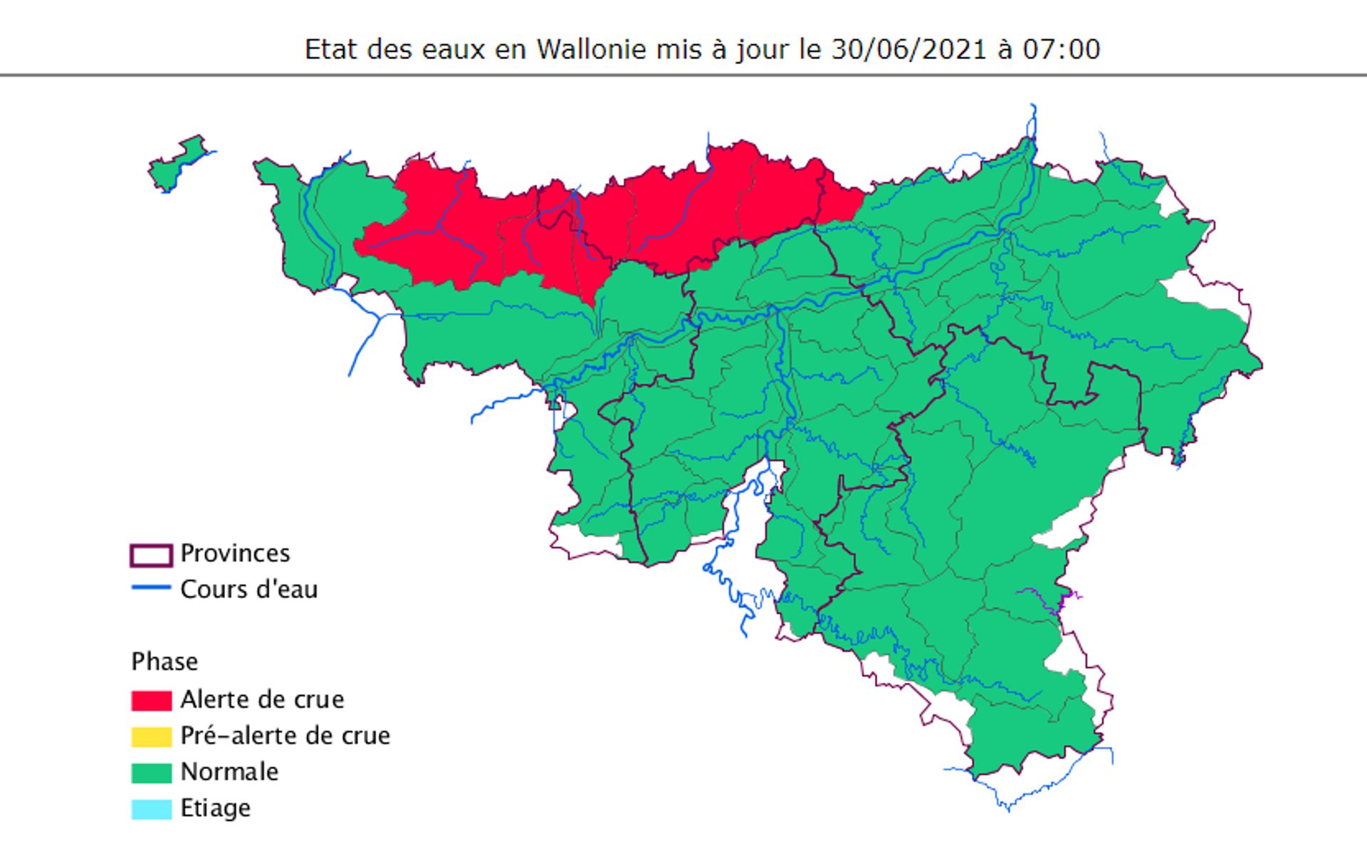 Les cours d’eau du Brabant wallon en phase d’alerte de crue