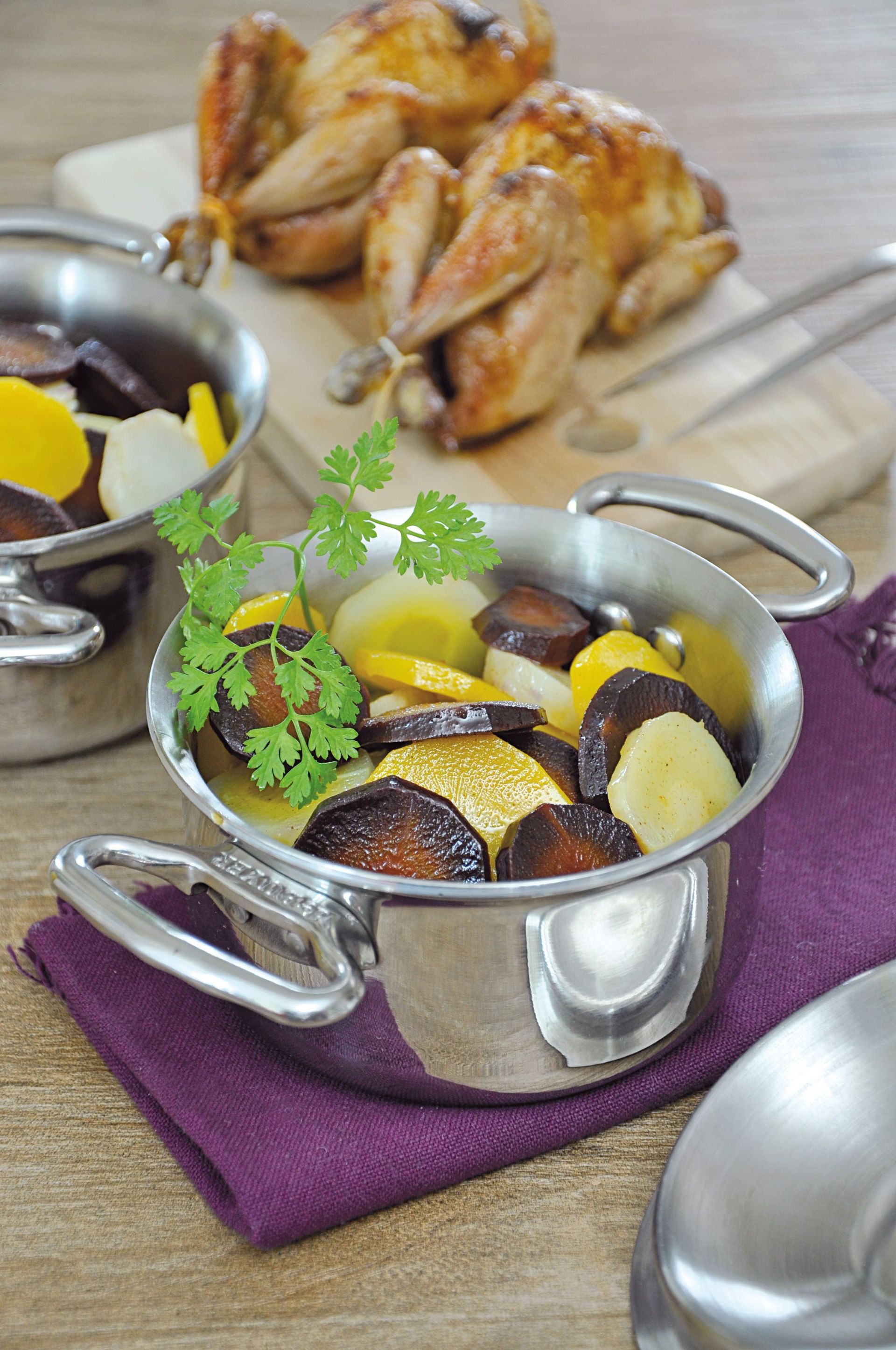 Recette Cocotte De Legumes Anciens Glaces Au Miel Et Cailles Roties