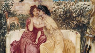 "Sappho and Erinna in a Garden at Mytilene" de Simeon Solomon