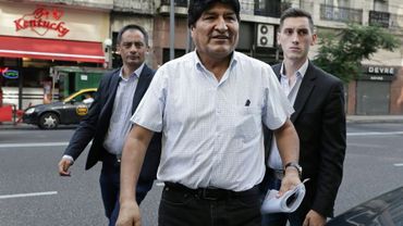 L'ex-président Evo Morales (c) à Buenos Aires, le 19 janvier 2020