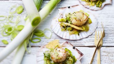 Recette Saint Jacques Aux Poireaux Et Sa Tuile Au Parmesan