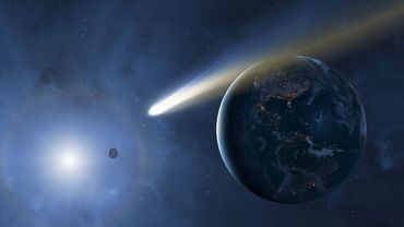 Comet and Earth, illustration Comet and Earth, illustration