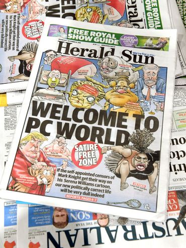 La Une du Herald Sun avec la caricature de Serena Williams La Une du Herald Sun avec la caricature de Serena Williams