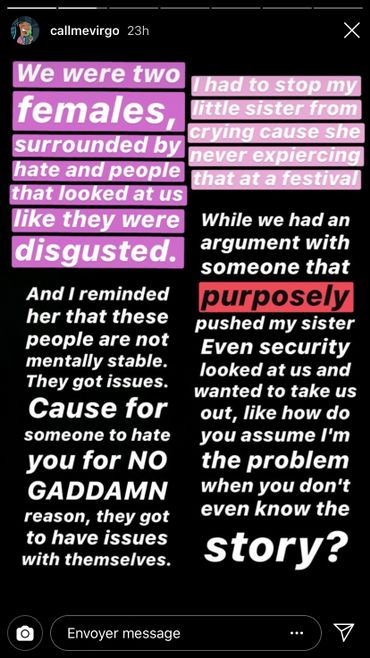 L'incident raciste est raconté sur Instagram L'incident raciste est raconté sur Instagram